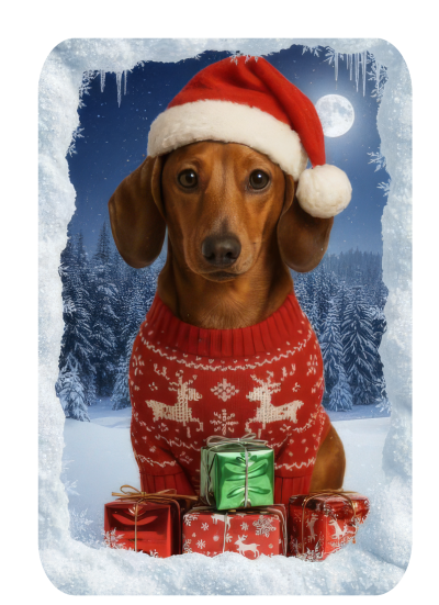 Vánoční tričko s jezevčíkem dámské1